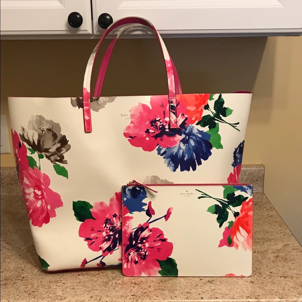 Kate spade large tote & matching clutch